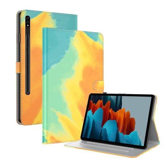 For Samsung Galaxy Tab S9 Watercolor Pattern Flip Leather Tablet Case(Autumn Leaves) - Galaxy Tab S9 Cases by PMC Jewellery | Online Shopping South Africa | PMC Jewellery | Buy Now Pay Later Mobicred