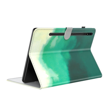 For Samsung Galaxy Tab S9 Watercolor Pattern Flip Leather Tablet Case(Cyan Green) - Galaxy Tab S9 Cases by PMC Jewellery | Online Shopping South Africa | PMC Jewellery | Buy Now Pay Later Mobicred