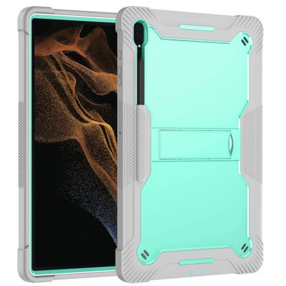 For Samsung Galaxy Tab S9  Ultra / S8 Ultra Silicone + PC Shockproof Protective Tablet Case(Grey + Green) - Galaxy Tab S8 Ultra Cases by PMC Jewellery | Online Shopping South Africa | PMC Jewellery | Buy Now Pay Later Mobicred