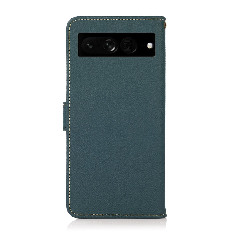 For Google Pixel 7 Pro 5G KHAZNEH Custer Genuine Leather RFID Phone Case(Green) - Google Cases by PMC TechLife | Online Shopping South Africa | PMC TechLife | Buy Now Pay Later Mobicred