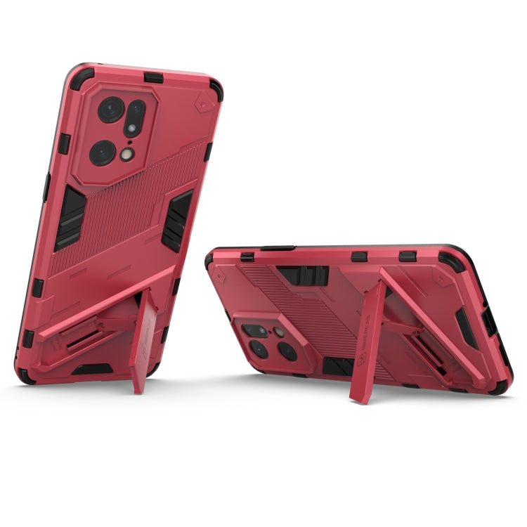 For OPPO Find X5 Pro Punk Armor 2 in 1 PC + TPU Shockproof Phone Case with Invisible Holder(Light Red) - OPPO Cases by PMC Jewellery | Online Shopping South Africa | PMC Jewellery | Buy Now Pay Later Mobicred