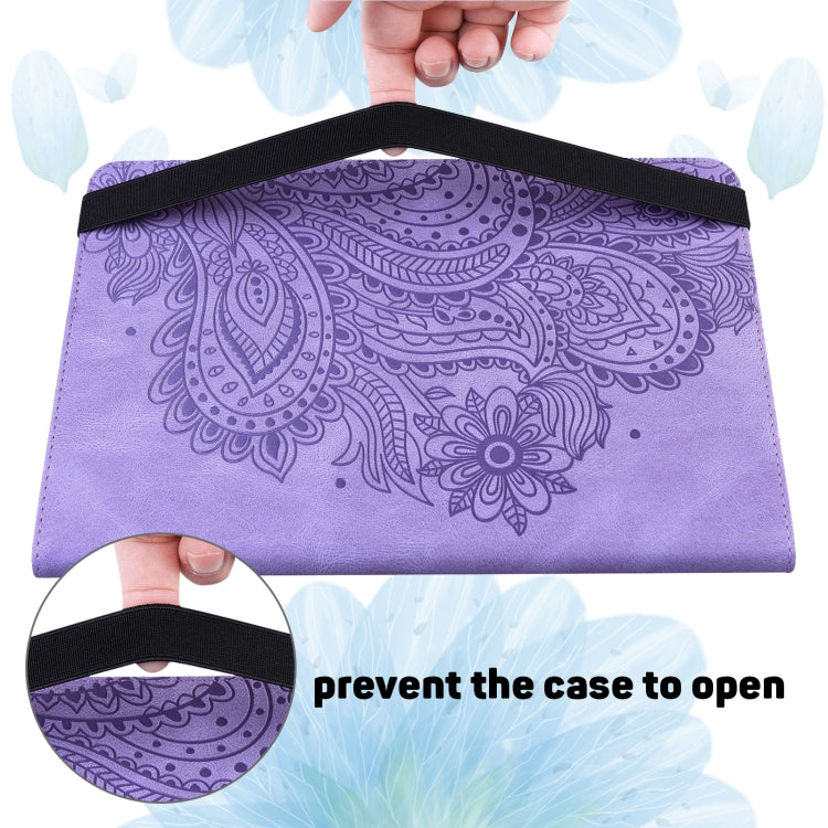 For Amazon Fire HD 10 2021 / HD 10 Plus 2021 Peacock Embossed Pattern Leather Tablet Case(Purple) - Amazon by PMC TechLife | Online Shopping South Africa | PMC TechLife