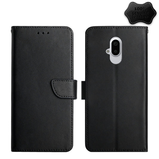 For Fujitsu Arrows F-52B Genuine Leather Fingerprint-proof Flip Phone Case(Black) - More Brand by PMC Jewellery | Online Shopping South Africa | PMC Jewellery | Buy Now Pay Later Mobicred