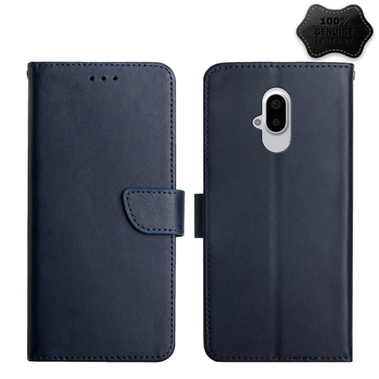 For Fujitsu Arrows F-52B Genuine Leather Fingerprint-proof Flip Phone Case(Blue) - More Brand by PMC Jewellery | Online Shopping South Africa | PMC Jewellery | Buy Now Pay Later Mobicred