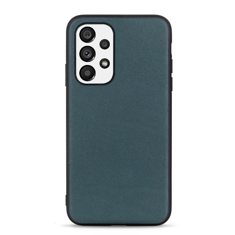 For Samsung Galaxy A73 5G Accurate Hole Lambskin Texture Genuine Leather Phone Case(Green) - Galaxy Phone Cases by PMC Jewellery | Online Shopping South Africa | PMC Jewellery