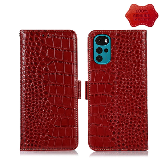 For Motorola Moto G22 Crocodile Top Layer Cowhide Leather Phone Case(Red) - Motorola Cases by PMC Jewellery | Online Shopping South Africa | PMC Jewellery | Buy Now Pay Later Mobicred