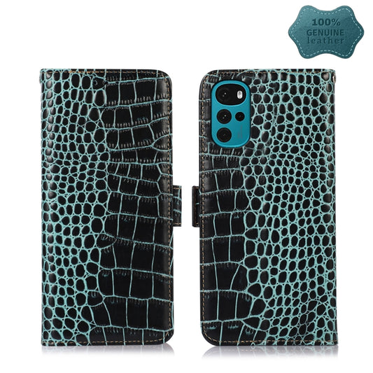 For Motorola Moto G22 Crocodile Top Layer Cowhide Leather Phone Case(Green) - Motorola Cases by PMC Jewellery | Online Shopping South Africa | PMC Jewellery | Buy Now Pay Later Mobicred