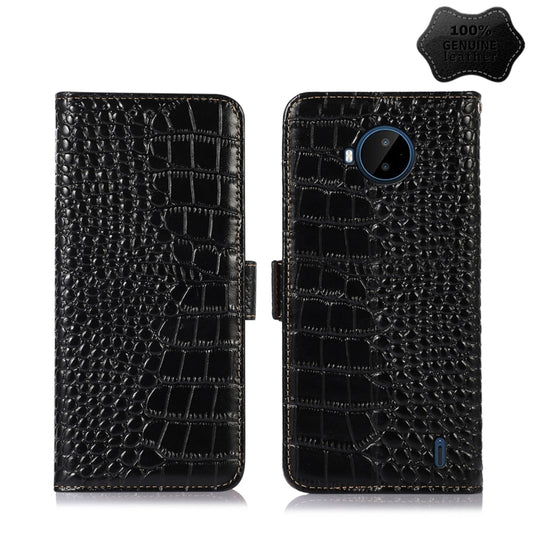 For Nokia C20 Plus Crocodile Top Layer Cowhide Leather Phone Case(Black) - Nokia Cases by PMC Jewellery | Online Shopping South Africa | PMC Jewellery | Buy Now Pay Later Mobicred