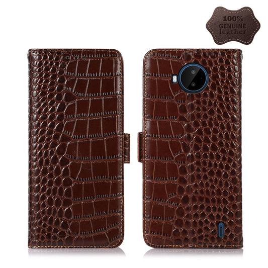 For Nokia C20 Plus Crocodile Top Layer Cowhide Leather Phone Case(Brown) - Nokia Cases by PMC Jewellery | Online Shopping South Africa | PMC Jewellery | Buy Now Pay Later Mobicred