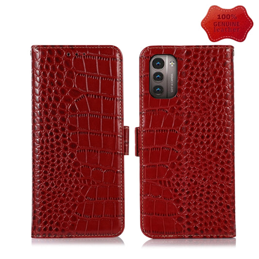 For Nokia G11 / G21 4G Crocodile Top Layer Cowhide Leather Phone Case(Red) - Nokia Cases by PMC Jewellery | Online Shopping South Africa | PMC Jewellery | Buy Now Pay Later Mobicred