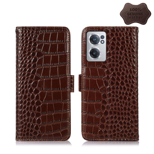 For OnePlus Nord CE 2 5G Crocodile Top Layer Cowhide Leather Phone Case(Brown) - OnePlus Cases by PMC Jewellery | Online Shopping South Africa | PMC Jewellery | Buy Now Pay Later Mobicred