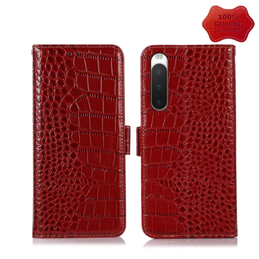 For Sony Xperia 10 IV Crocodile Top Layer Cowhide Leather Phone Case(Red) - Sony Cases by PMC Jewellery | Online Shopping South Africa | PMC Jewellery | Buy Now Pay Later Mobicred