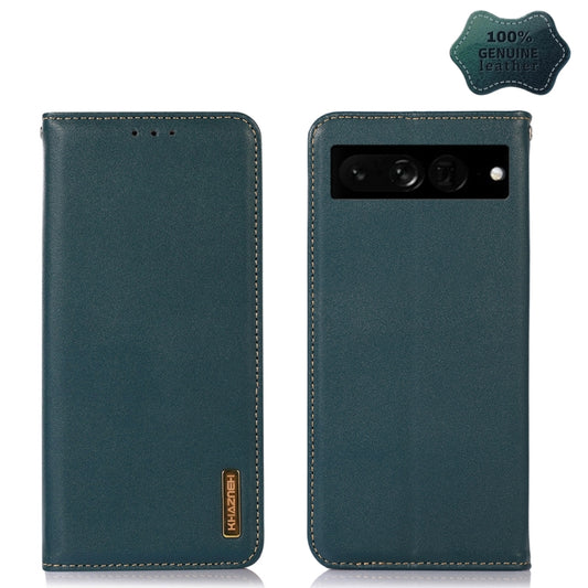 For Google Pixel 7 Pro 5G KHAZNEH Nappa Top Layer Cowhide Leather Phone Case(Green) - Google Cases by PMC Jewellery | Online Shopping South Africa | PMC Jewellery | Buy Now Pay Later Mobicred