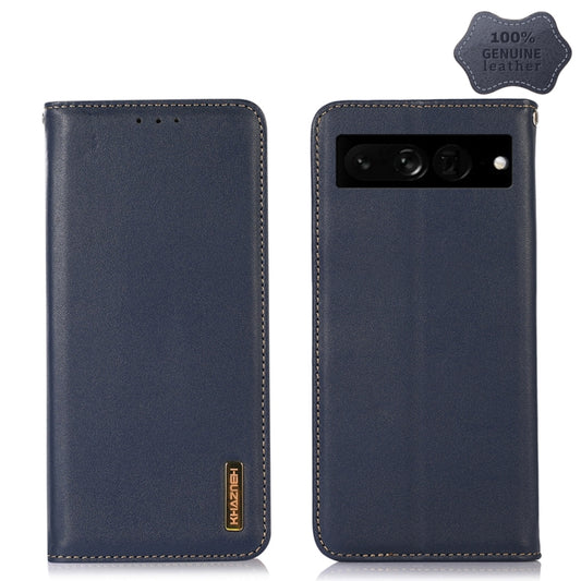 For Google Pixel 7 Pro 5G KHAZNEH Nappa Top Layer Cowhide Leather Phone Case(Blue) - Google Cases by PMC Jewellery | Online Shopping South Africa | PMC Jewellery | Buy Now Pay Later Mobicred