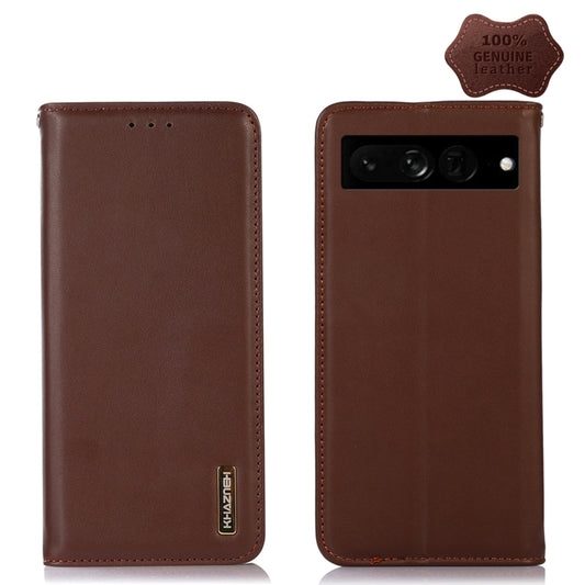 For Google Pixel 7 Pro 5G KHAZNEH Nappa Top Layer Cowhide Leather Phone Case(Brown) - Google Cases by PMC Jewellery | Online Shopping South Africa | PMC Jewellery | Buy Now Pay Later Mobicred