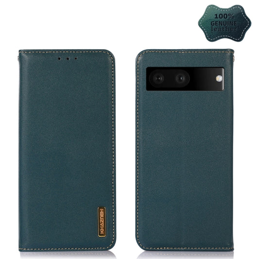 For Google Pixel 7 5G KHAZNEH Nappa Top Layer Cowhide Leather Phone Case(Green) - Google Cases by PMC Jewellery | Online Shopping South Africa | PMC Jewellery | Buy Now Pay Later Mobicred