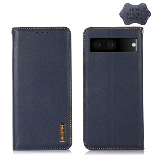 For Google Pixel 7 5G KHAZNEH Nappa Top Layer Cowhide Leather Phone Case(Blue) - Google Cases by PMC Jewellery | Online Shopping South Africa | PMC Jewellery | Buy Now Pay Later Mobicred