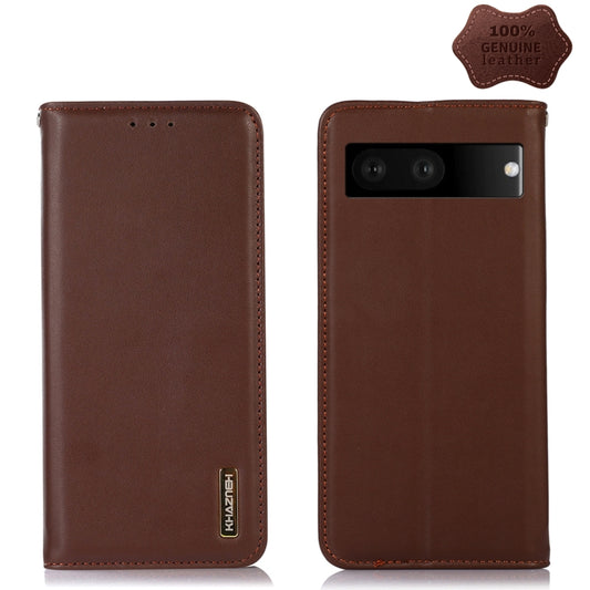 For Google Pixel 7 5G KHAZNEH Nappa Top Layer Cowhide Leather Phone Case(Brown) - Google Cases by PMC Jewellery | Online Shopping South Africa | PMC Jewellery | Buy Now Pay Later Mobicred