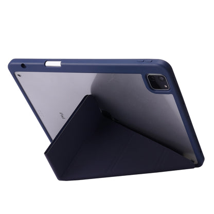 For iPad Air 13 2024 / iPad Pro 12.9 2022 / 2021 / 2020 / 2018 Deformation Transparent Acrylic Leather Tablet Case(Dark Blue) - iPad Pro 12.9 (2022/2021) Cases by PMC Jewellery | Online Shopping South Africa | PMC Jewellery | Buy Now Pay Later Mobicred