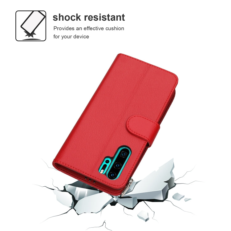 For Huawei P30 Pro Microfiber Zipper Horizontal Flip Leather Case(Red) - Huawei Cases by PMC TechLife | Online Shopping South Africa | PMC TechLife | Buy Now Pay Later Mobicred