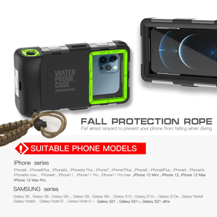 RedPepper 2nd Generation Diving Waterproof Protective Case, Waterproof depth: 15m(Black + Green) - free shipping - PMC Jewellery - Order now!
