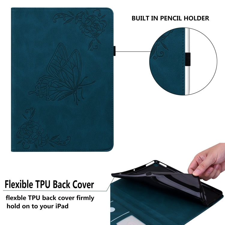 For Lenovo Tab M10 Plus 10.6 3rd Gen Butterfly Flower Embossed Leather Tablet Case(Blue) - Lenovo by PMC TechLife | Online Shopping South Africa | PMC TechLife | Buy Now Pay Later Mobicred