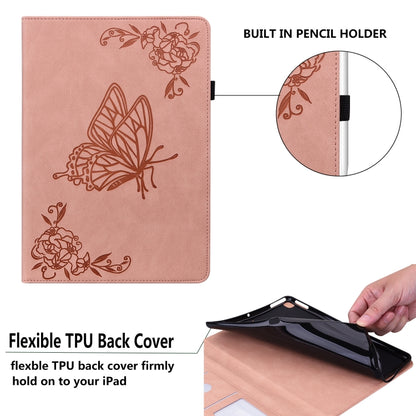 For Samsung Tab A 8.0 2019 T290/T295/T297 Butterfly Flower Embossed Leather Tablet Case(Rose Gold) - Other Galaxy Tab PC by PMC Jewellery | Online Shopping South Africa | PMC Jewellery