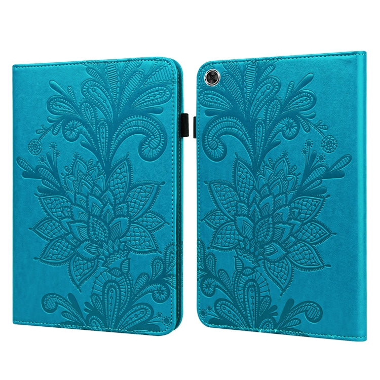 For Lenovo M10 Plus 10.6 3rd Gen 2022 Lace Flower Embossing Pattern Leather Tablet Case(Blue) - Lenovo by PMC TechLife | Online Shopping South Africa | PMC TechLife | Buy Now Pay Later Mobicred