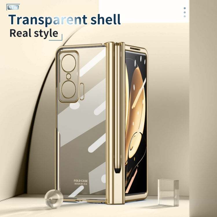For Honor Magic V Full Body Electroplating Hinge Phone Case with Stylus(Gold) - Honor Cases by PMC TechLife | Online Shopping South Africa | PMC TechLife