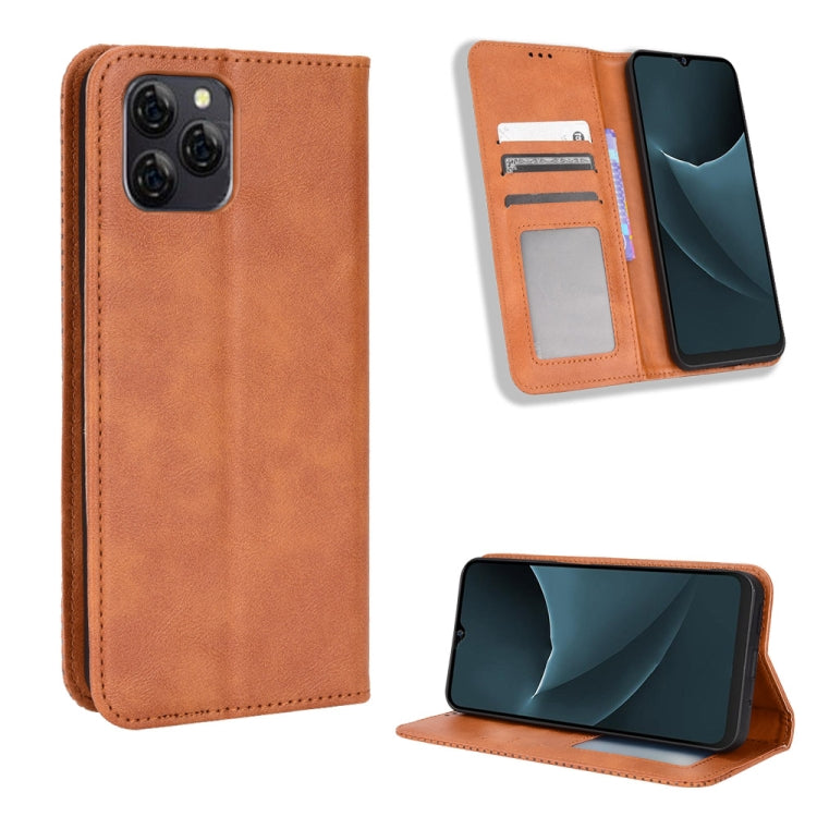 For Blackview A95 Magnetic Buckle Retro Texture Leather Phone Case(Brown) - More Brand by PMC Jewellery | Online Shopping South Africa | PMC Jewellery | Buy Now Pay Later Mobicred