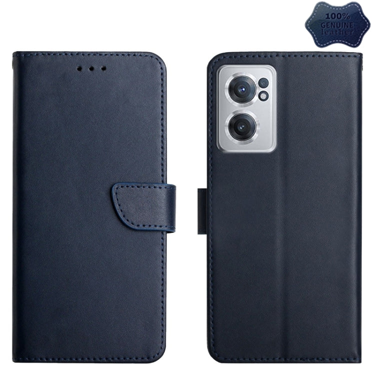 For OnePlus Nord CE 2 5G Genuine Leather Fingerprint-proof Horizontal Flip Phone Case(Blue) - OnePlus Cases by PMC TechLife | Online Shopping South Africa | PMC TechLife | Buy Now Pay Later Mobicred