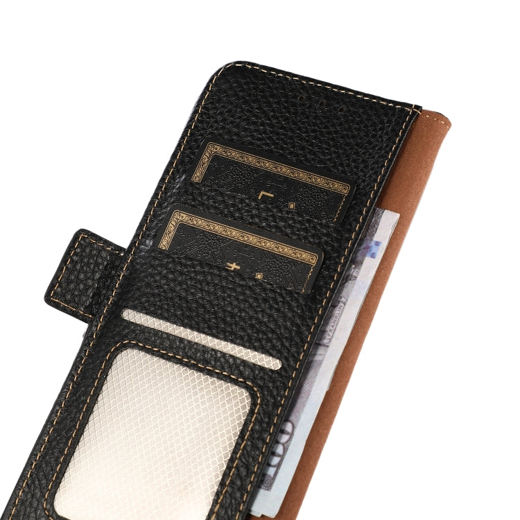 For Sharp Aquos R7 KHAZNEH Side-Magnetic Litchi Genuine Leather RFID Phone Case(Black) - More Brand by PMC TechLife | Online Shopping South Africa | PMC TechLife | Buy Now Pay Later Mobicred