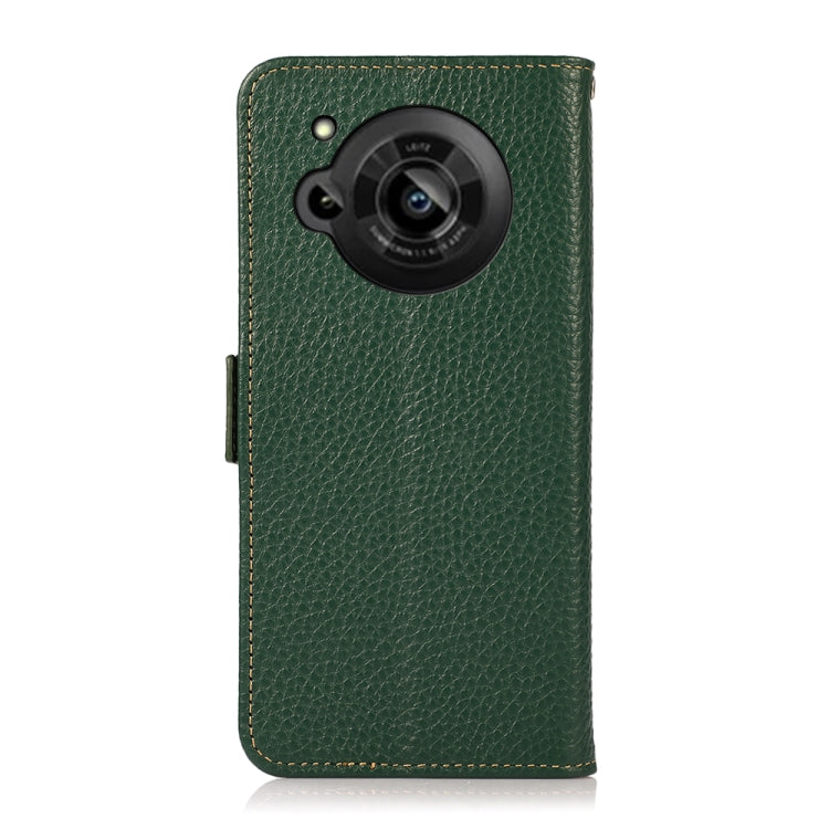 For Sharp Aquos R7 KHAZNEH Side-Magnetic Litchi Genuine Leather RFID Phone Case(Green) - More Brand by PMC TechLife | Online Shopping South Africa | PMC TechLife | Buy Now Pay Later Mobicred