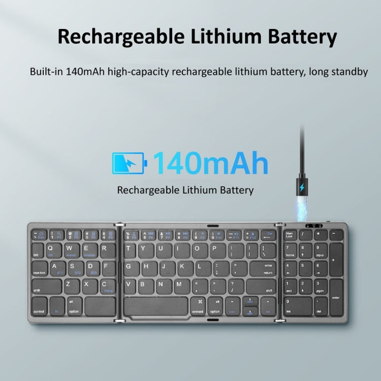 B089T Foldable Bluetooth Keyboard Rechargeable with Touchpad(Black) - Wireless Keyboard by PMC Jewellery | Online Shopping South Africa | PMC Jewellery | Buy Now Pay Later Mobicred