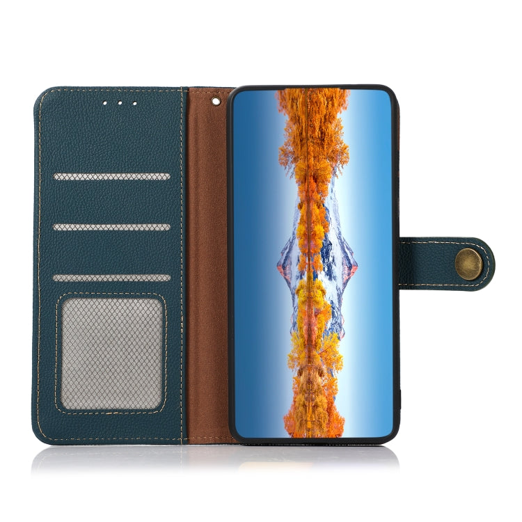For OnePlus 10R / Ace KHAZNEH Custer Genuine Leather RFID Phone Case(Green) - OnePlus Cases by PMC TechLife | Online Shopping South Africa | PMC TechLife | Buy Now Pay Later Mobicred