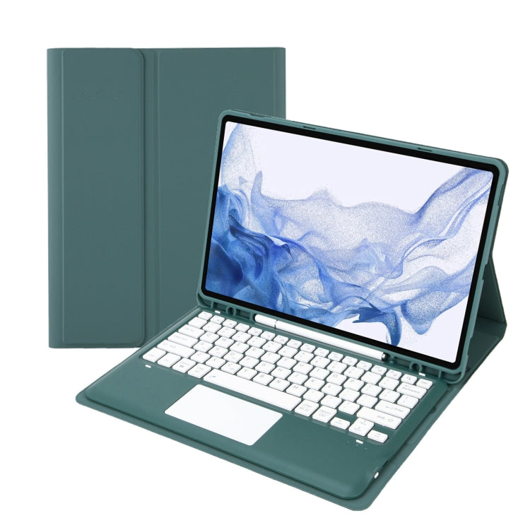 T800B-A Touch Pad Detachable Bluetooth Keyboard Leather Tablet Case For Samsung Galaxy Tab S8+/S7+/S7 FE(Dark Green) - Samsung Keyboard by PMC TechLife | Online Shopping South Africa | PMC TechLife