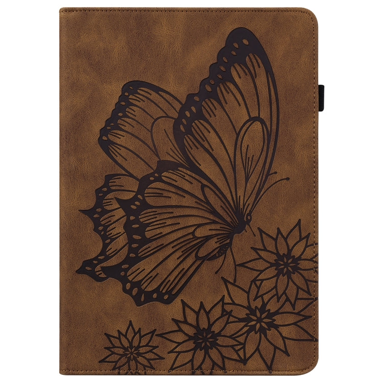 For Huawei MediaPad T5 Big Butterfly Embossed Leather Tablet Case(Brown) - Huawei by PMC TechLife | Online Shopping South Africa | PMC TechLife | Buy Now Pay Later Mobicred