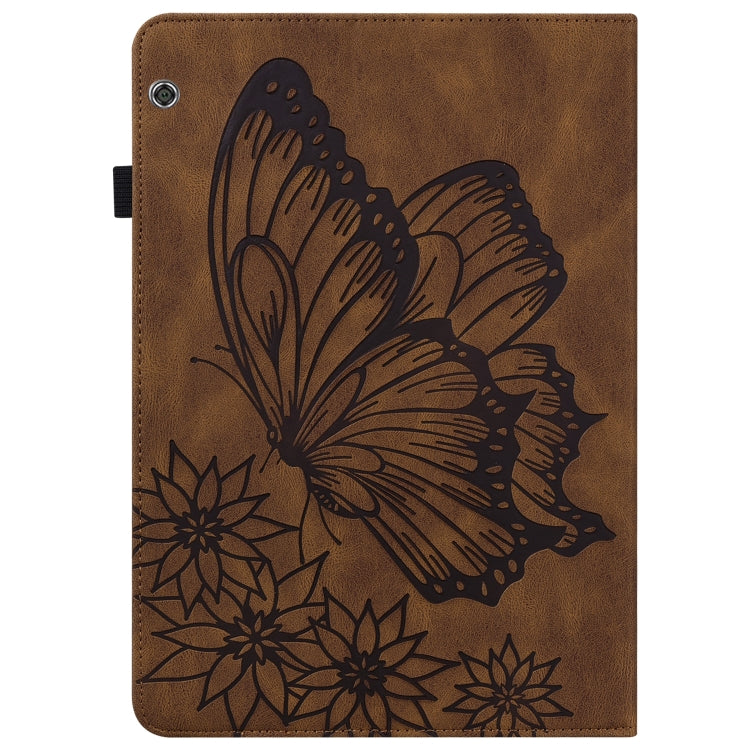For Huawei MediaPad T5 Big Butterfly Embossed Leather Tablet Case(Brown) - Huawei by PMC TechLife | Online Shopping South Africa | PMC TechLife | Buy Now Pay Later Mobicred
