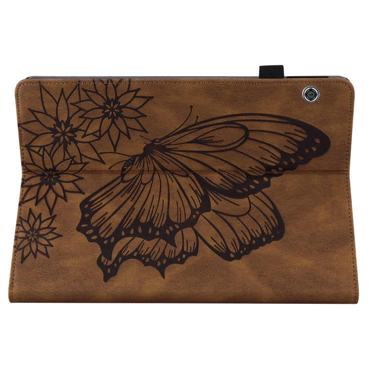 For Huawei MediaPad T5 Big Butterfly Embossed Leather Tablet Case(Brown) - Huawei by PMC TechLife | Online Shopping South Africa | PMC TechLife | Buy Now Pay Later Mobicred