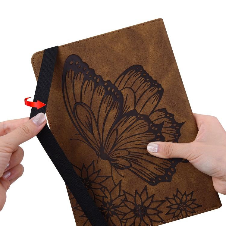 For Huawei MatePad T 10s Big Butterfly Embossed Leather Tablet Case(Brown) - Huawei by PMC TechLife | Online Shopping South Africa | PMC TechLife | Buy Now Pay Later Mobicred