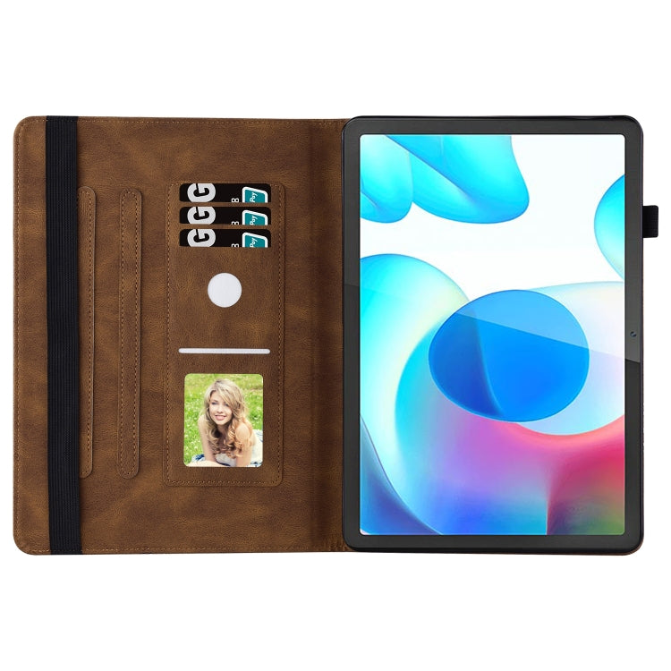 For Realme Pad Big Butterfly Embossed Leather Tablet Case(Brown) - Realme by PMC TechLife | Online Shopping South Africa | PMC TechLife | Buy Now Pay Later Mobicred