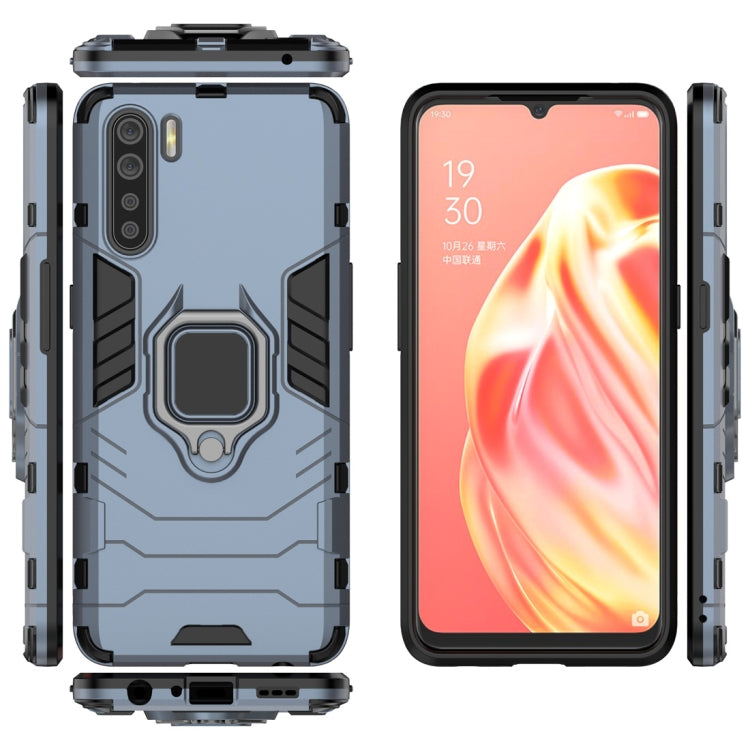 For OPPO A91 PC + TPU Shockproof Protective Case with Magnetic Ring Holder(Navy Blue) - OPPO Cases by PMC TechLife | Online Shopping South Africa | PMC TechLife | Buy Now Pay Later Mobicred