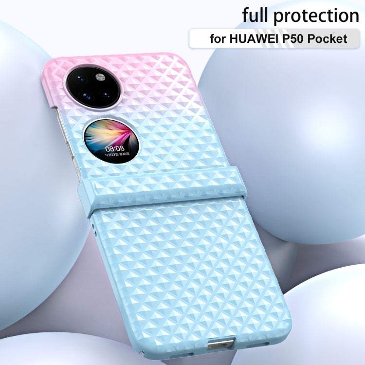 For Huawei P50 Pocket Rainbow Gradient Hinge Shockproof Phone Case(Green Blue) - Huawei Cases by PMC TechLife | Online Shopping South Africa | PMC TechLife | Buy Now Pay Later Mobicred