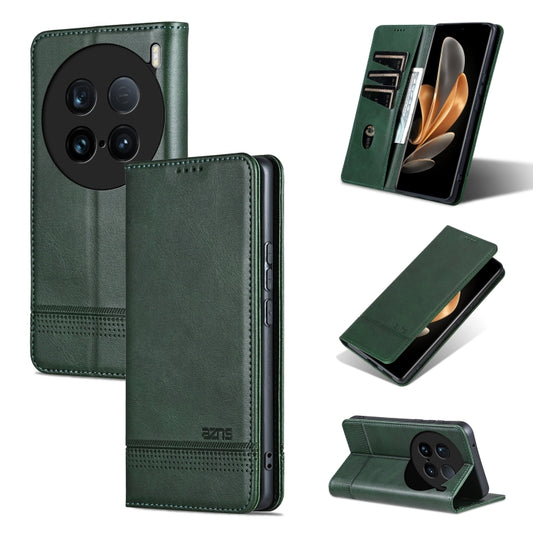 For vivo X100 Ultra AZNS Magnetic Calf Texture Leather Phone Case(Dark Green) - vivo Cases by AZNS | Online Shopping South Africa | PMC Jewellery | Buy Now Pay Later Mobicred