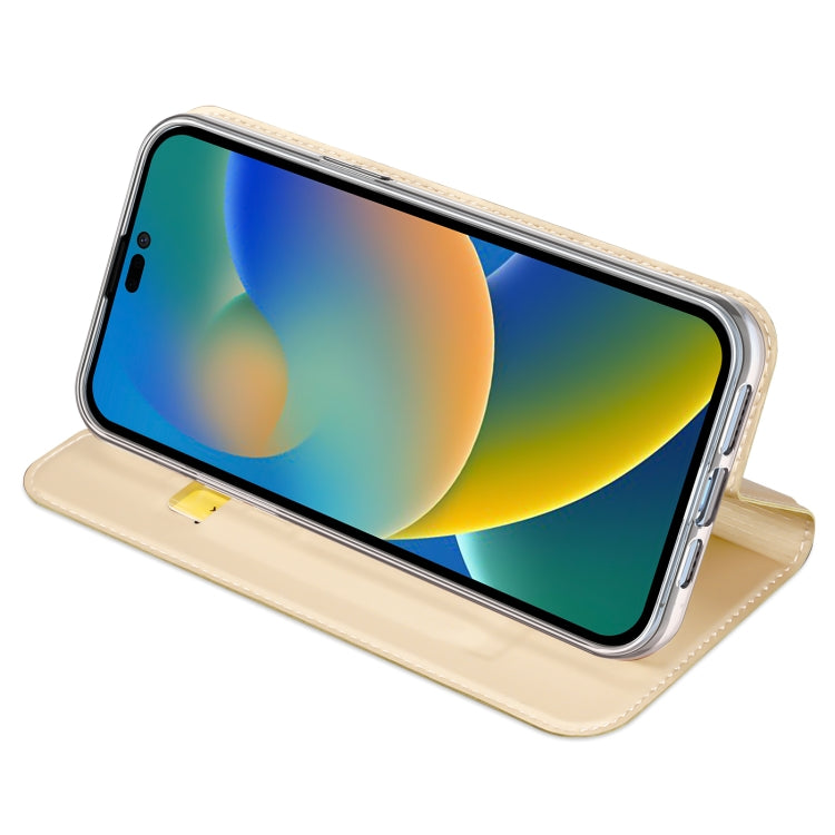 For iPhone 14 Pro Max DUX DUCIS Skin Pro Series Shockproof Horizontal Flip Leather Phone Case (Gold) - iPhone 14 Pro Max Cases by DUX DUCIS | Online Shopping South Africa | PMC Jewellery | Buy Now Pay Later Mobicred