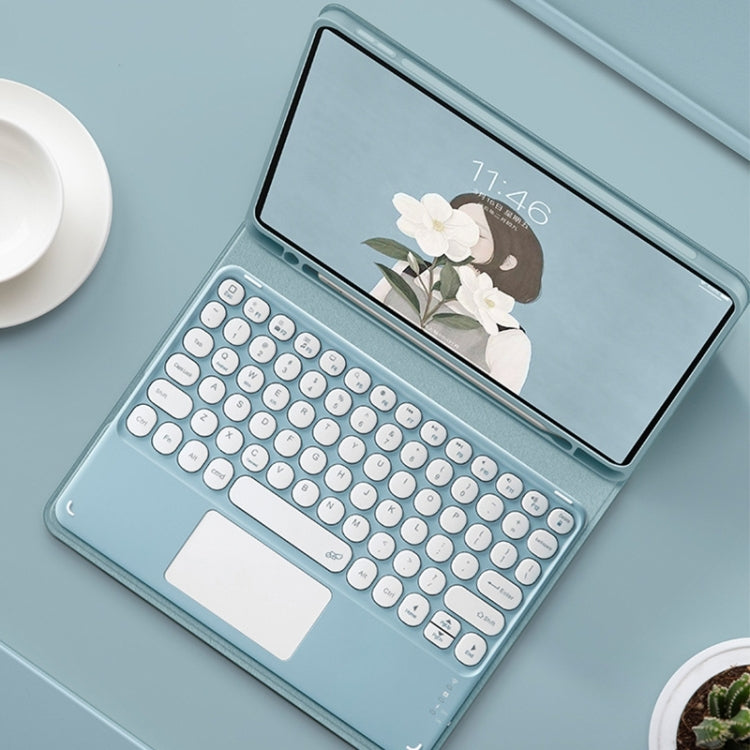 Round Cap Bluetooth Keyboard Leather Case with Pen Slot & Touchpad For Samsung Galaxy Tab A7 10.4 2020(Blue) - Samsung Keyboard by PMC TechLife | Online Shopping South Africa | PMC TechLife