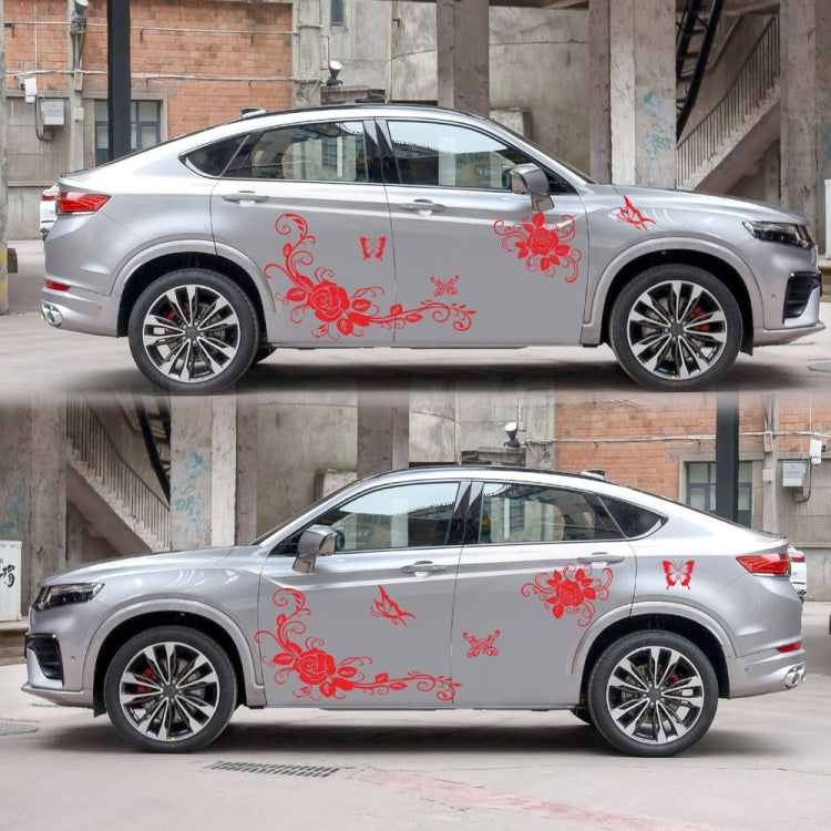 2 PCS/Set D-72 Butterfly Love Flower Pattern Car Modified Decorative Sticker(Red) - Decorative Sticker by PMC TechLife | Online Shopping South Africa | PMC TechLife | Buy Now Pay Later Mobicred