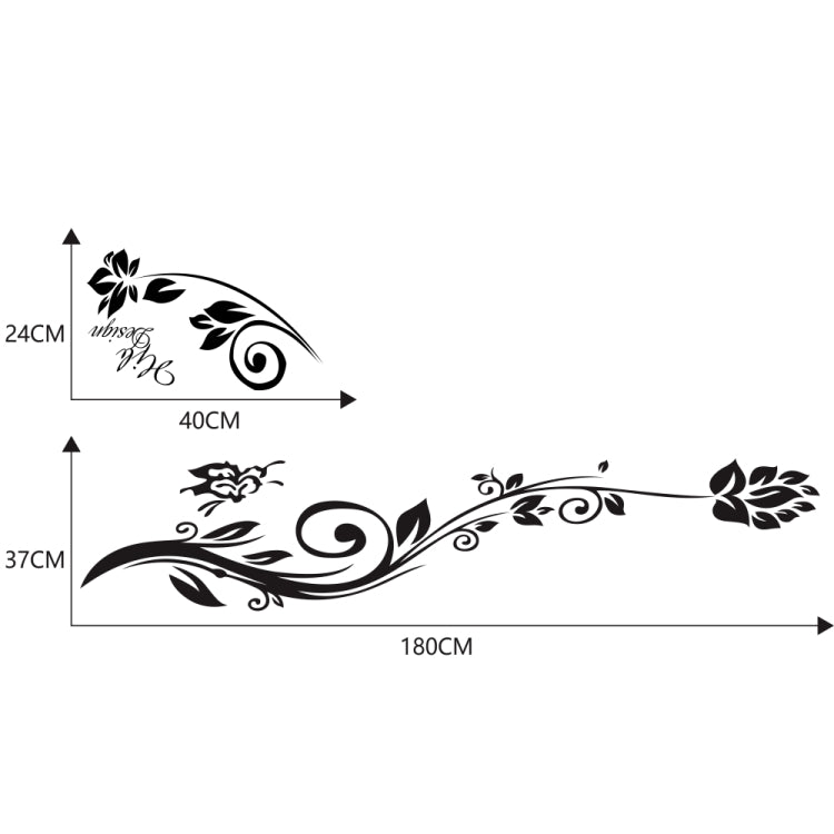 2 PCS/Set D-251 Butterfly Love Flowers Pattern Car Modified Decorative Sticker(Black) - Decorative Sticker by PMC TechLife | Online Shopping South Africa | PMC TechLife | Buy Now Pay Later Mobicred