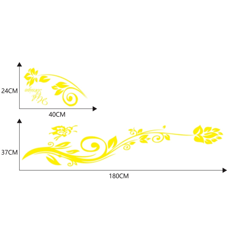 2 PCS/Set D-251 Butterfly Love Flowers Pattern Car Modified Decorative Sticker(Yellow) - Decorative Sticker by PMC TechLife | Online Shopping South Africa | PMC TechLife | Buy Now Pay Later Mobicred