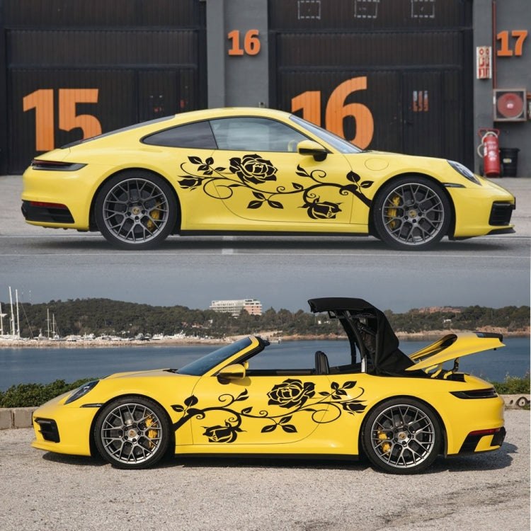 2 PCS/Set D-545 Rose Pattern Car Modified Decorative Sticker(Black) - Decorative Sticker by PMC TechLife | Online Shopping South Africa | PMC TechLife | Buy Now Pay Later Mobicred